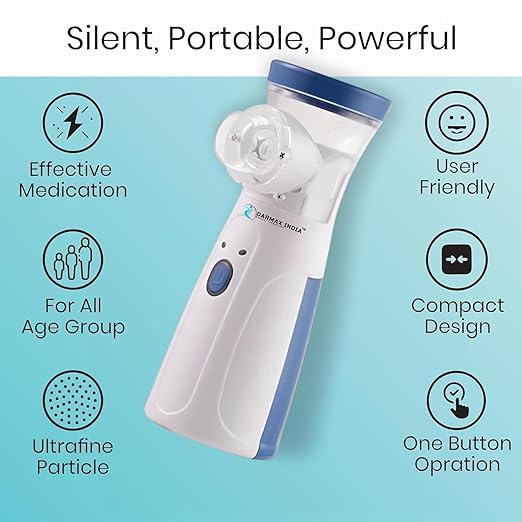 Portable Nebulizer | Silent & Safe for Kids, adults and elderly patients | USB Rechargeable | Compact & Travel Friendly | Relief From Flu, Cough & Asthma