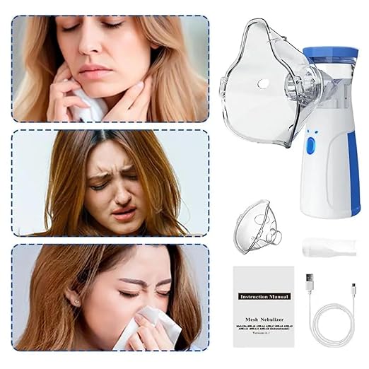 Portable Nebulizer | Silent & Safe for Kids, adults and elderly patients | USB Rechargeable | Compact & Travel Friendly | Relief From Flu, Cough & Asthma