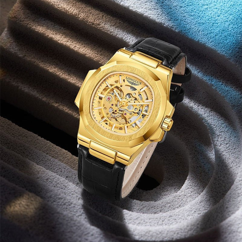 ⌚🔥 Barrel Leather Strap | Men's Waterproof Mechanical Watch 🧭💼💦