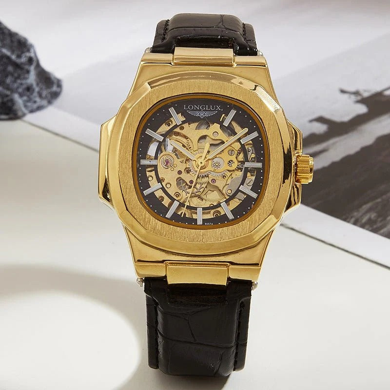 ⌚🔥 Barrel Leather Strap | Men's Waterproof Mechanical Watch 🧭💼💦