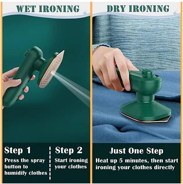 Portable Mini Ironing Machine – A compact and dual-function iron for dry and wet ironing, perfect for travel and quick touch-ups