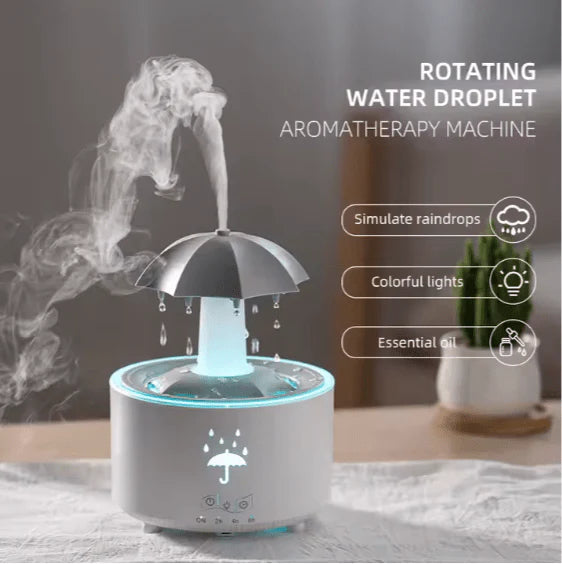 ๐ง๐ Rotating Water Drop Aroma Diffuser ๐จ | Raindrop Effect Humidifier with LED Lights & Essential Oil Mist for Relaxation ๐ฏ๏ธ