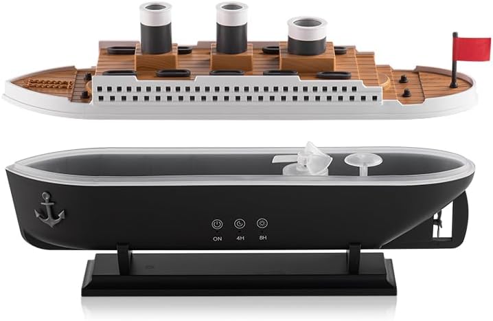 🚢💨 Titanic Ship Humidifier with LED Lights & Remote Control 🌈 | Cool Mist Aroma Diffuser for Home, Office & Bedroom