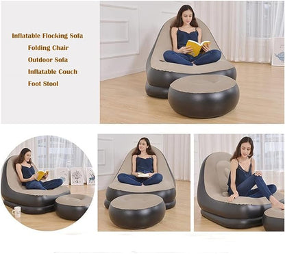 🛋️✨ Inflatable Single Sofa Chair with Footrest 💨 | Ultra-Comfortable, Portable & Stylish Lounge Seat for Home, Camping & Relaxing!