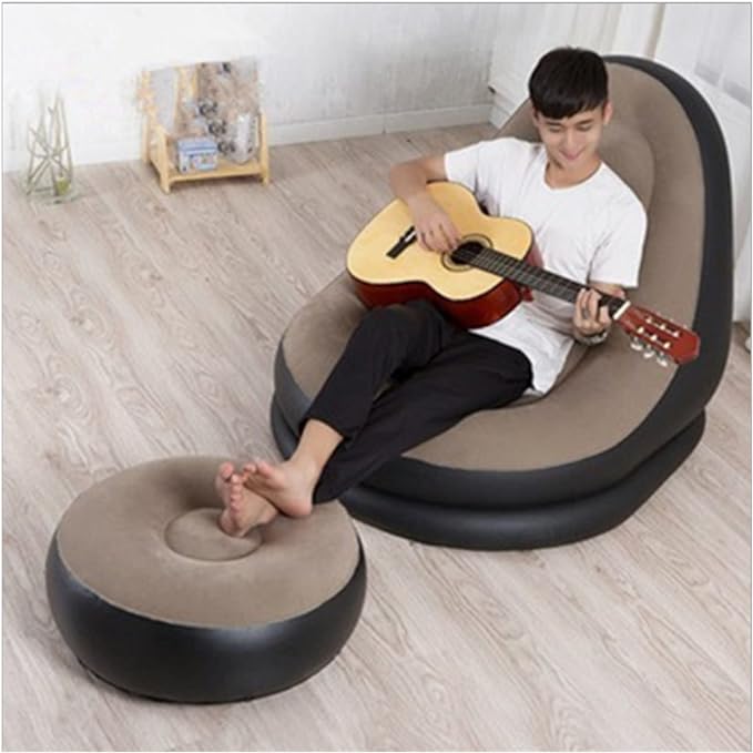 🛋️✨ Inflatable Single Sofa Chair with Footrest 💨 | Ultra-Comfortable, Portable & Stylish Lounge Seat for Home, Camping & Relaxing!