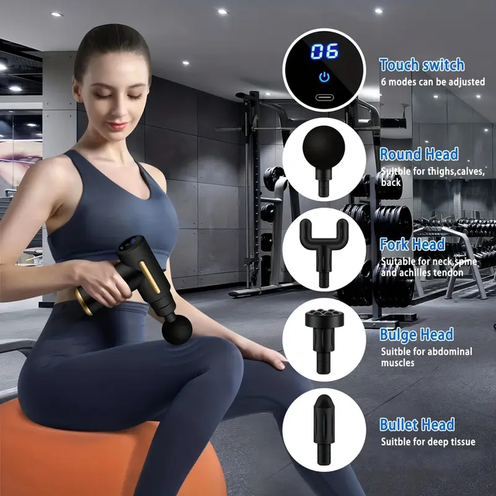 💪 Cordless Deep Tissue Massage Gun 🔋 Powerful Muscle Relaxation | 6 Speed Levels | Quiet & Portable Design