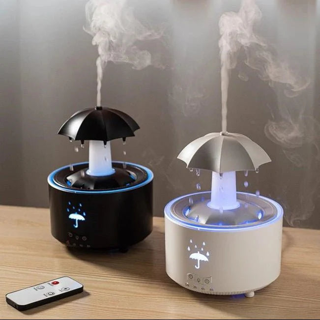 💧🌈 Rotating Water Drop Aroma Diffuser 💨 | Raindrop Effect Humidifier with LED Lights & Essential Oil Mist for Relaxation 🕯️